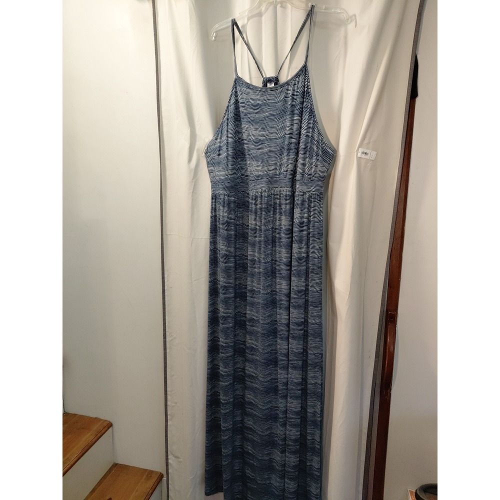 New Old Navy Maturnity Maxi Dress‎ Sz XL Tall Navy Striped Babydoll Vtg Y2K